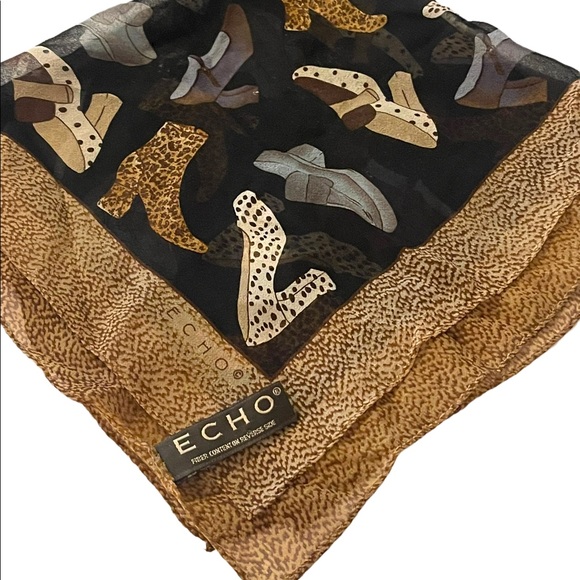 Echo Silk Leopard print shoes boots print scarf - Picture 1 of 12